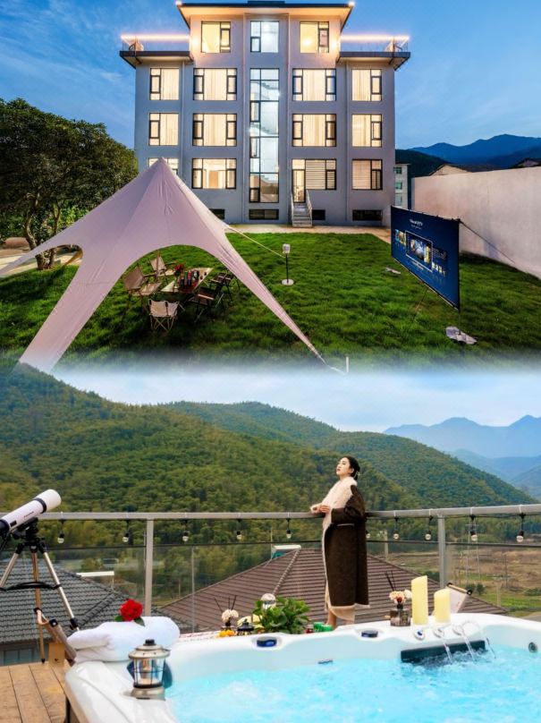 Anji Home, Outside Home, Private Soup, Skiing, Forest Oxygen Bar, Parent-Child Vacation Homestay