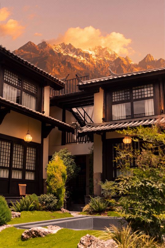 360°Sunlit Golden Mountains Wabi-Sabi Aesthetic Mountain Hot Spring Inn(Baisha Ancient Town Branch)