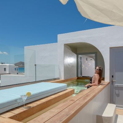 Argo cabana suite with steam bath and outdoor heated plunge pool
