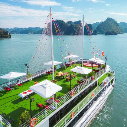 阿波罗五星级豪华下龙湾游轮之旅:含豪华轿车接送、按摩浴缸、皮划艇、洞穴探险及自助午餐 阿波罗五星级豪华下龙湾游轮之旅:含豪华轿车接送、按摩浴缸、皮划艇、洞穴探险及自助午餐