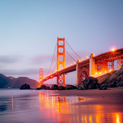 美国旧金山金门大桥+旧金山艺术宫+九曲花街+渔人码头一日游
