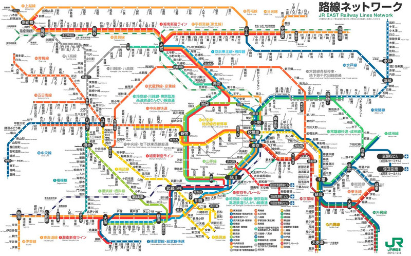东京及近郊地铁电车路线图