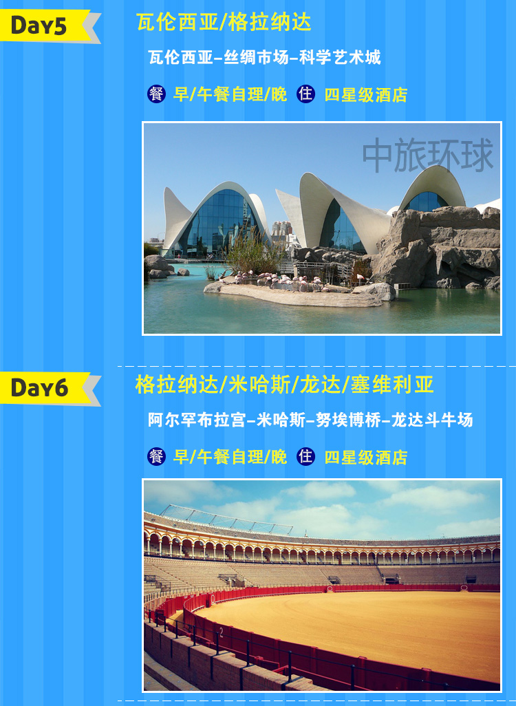 西班牙巴塞罗那省+格拉纳达+塞维利亚+马德里