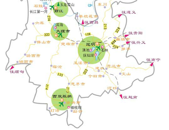 云南要景区简易图, 了解云南,说走就走