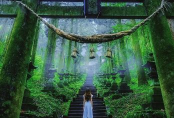 日本九州熊本：上色见熊野座&草千里＆阿苏火山&黑川温泉一日游【探访阿苏秘境灵气地：走进上色见熊野座神社，体验森林石阶与穿户岩的神秘能量。】