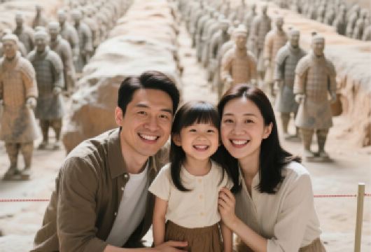 【独立家庭团·专车接送】兵马俑+华清宫+千古情/驼铃【一家齐出游，亲子乐无忧！趣玩景点、畅享美食，共赴温馨欢乐之旅！】