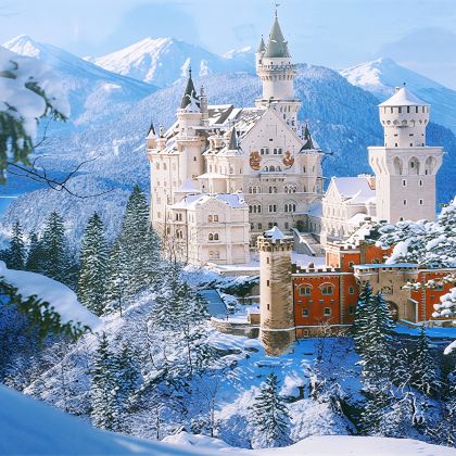 德国慕尼黑林德霍夫宫+新天鹅堡+白雪公主城堡阿尔卑斯湖一日游