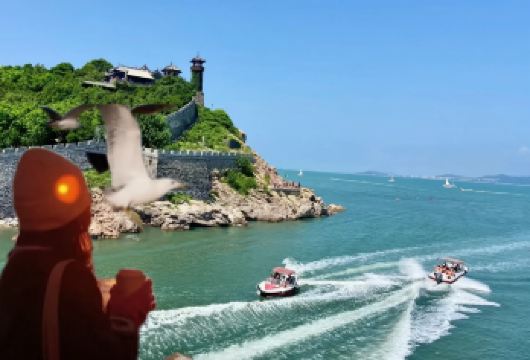 烟台蓬莱阁景区配带蓝牙耳机设备讲解+金沙滩孤独的鲸一日游【纯玩团丨蓬莱阁景区深度游3小时丨赠送-资深导游讲解配蓝牙耳机听讲器丨人多吵杂也不怕丨生动讲解】