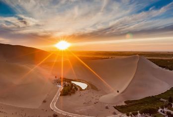 敦煌+莫高窟+鸣沙山月牙泉1日游 纯玩无购物 酒店接【国家5A景区 世界文化遗产】