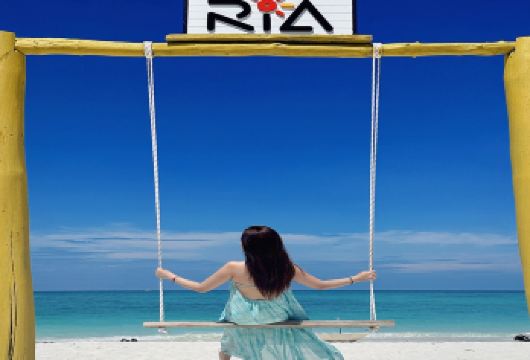 马来西亚亚庇沙巴哥打京那巴鲁RIA环滩岛一日游 浮潜深潜海钓【打卡白色沙滩，海边秋千、沙滩吊床、躺椅，享受惬意时光】