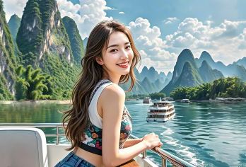 遇龙河竹筏漂游+十里画廊+漓江三星船/四星游船一日游【纯玩】【[亮点一]乘坐三星游轮/四星游轮、漓江20元背景、沉浸式赏漓江山水风光；】