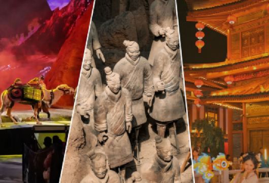 西安兵马俑 & 驼铃传奇表演 & 大唐不夜城一日游【亲眼目睹令人叹为观止的兵马俑，这支为守护****位皇帝而出土的永恒军团，是举世闻名的奇迹。 欣赏《骆驼铃铛传奇》表演，这是一场精彩绝伦的演出，生动地再现了丝绸之路上的史诗般的浪漫故事和冒险经历。 体验唐代永明城，这条灯火辉煌的夜街将唐朝的黄金时代重现眼前。】