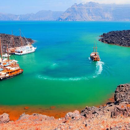 希腊圣托里尼火山岛一日游|希拉斯国王号木帆船出海|多区域接送