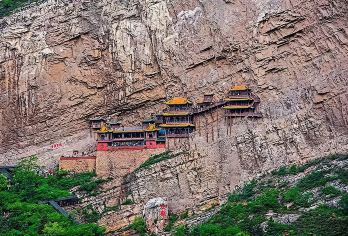 中国山西大同悬空寺+云冈石窟+应县木塔景区一日游【大同出发】【北魏时期三教合一的寺庙有天下巨 观之称---[悬空寺]】