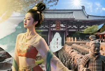 陕西西安秦始皇兵马俑+华清宫+长恨歌/千古情 拼团一日游 【秦风饺子宴+二环内全范围上门接 提前一天预约汉服体验+专业导游+无线耳麦 空调旅游大巴，经验司机驾】