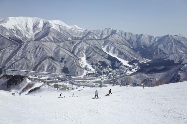 在日本新潟县乘坐2条新干线去滑雪