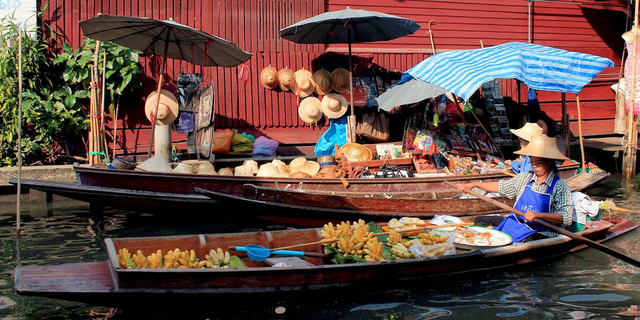 感受“泰”不同的菜市场，曼谷丹嫩莎朵水上市场一日游