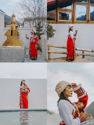 被小姐姐的藏服照惊艳了❗️假期去九寨沟吧