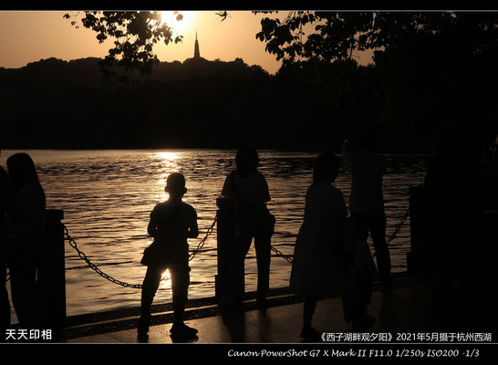 西子湖畔观夕阳