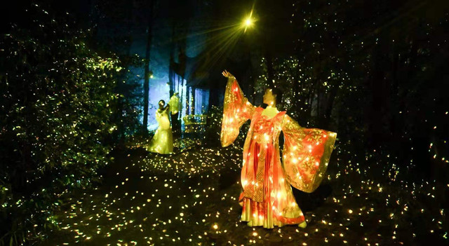 长沙石燕湖光绘森林“萤火虫” 仿入梦幻世界