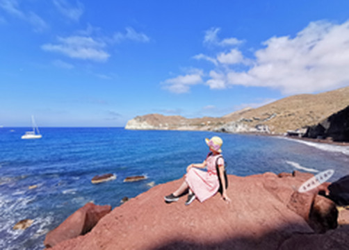 圣托里尼游记图片] 希腊游之七：圣托里尼的彩色浪漫——圣托里尼岛红沙滩黑沙滩