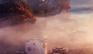 婺源石城枫叶农庄徽派建筑的经典,配参天雾枫美景,好看到爆!