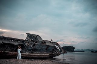 废船沙滩大连山海拍个网红打卡照在距离海山岛酒店一处意境痕迹