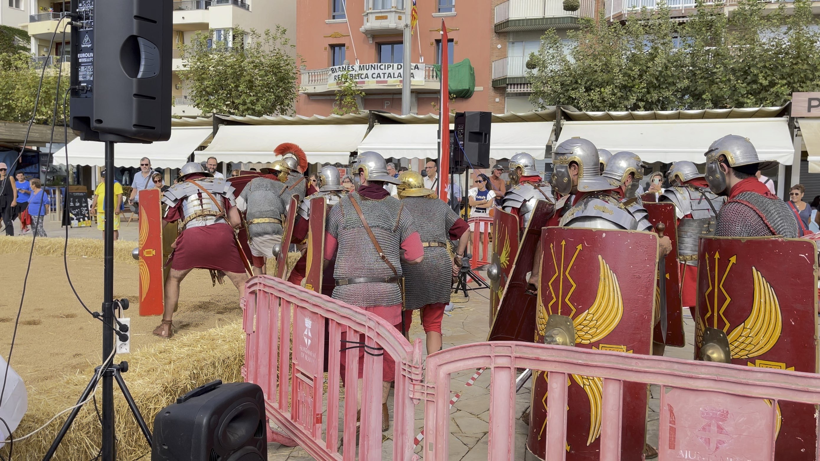 西班牙人的仿古战场的战斗表演