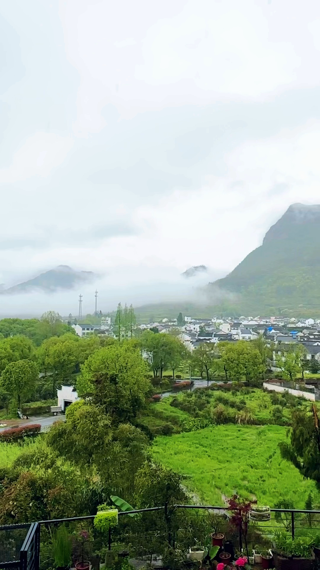 清晨细雨中，聆雲山舍的外景。