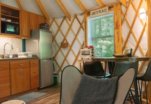 JP's Waterfront Yurt with Heating, Cooling & Wifi  /  Glamping on the River Hotel Overview