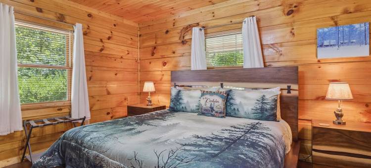 舒适的小屋，带电动车充电器、火坑和床秋千(Chasing Cubs Cabin by Beyond Expectations)图片