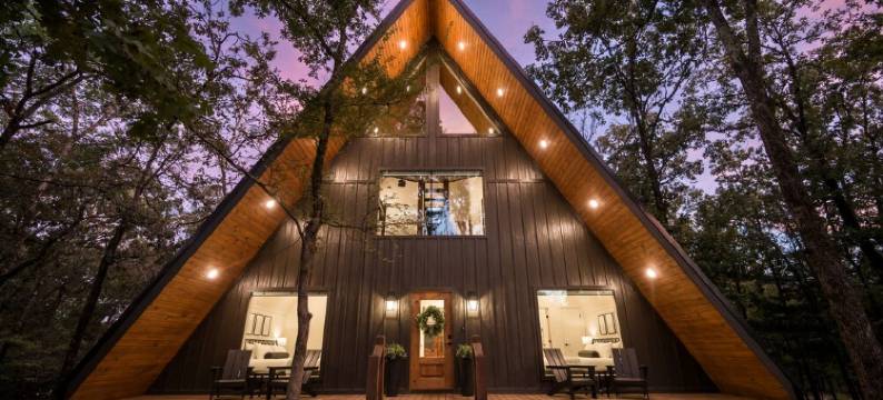 New Aframe Cabin/7 Arcades/HotTub/FirePit/Movie Screen/Stargazing Hammock/图片