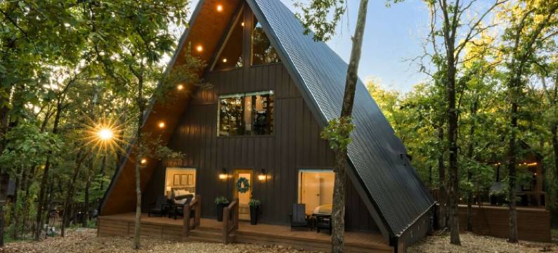 New Aframe Cabin/7 Arcades/HotTub/FirePit/Movie Screen/Stargazing Hammock/图片