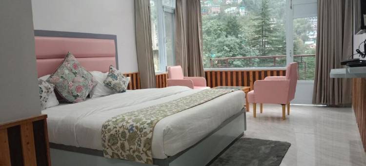 Apple Flower with Balcony and Mountain View图片