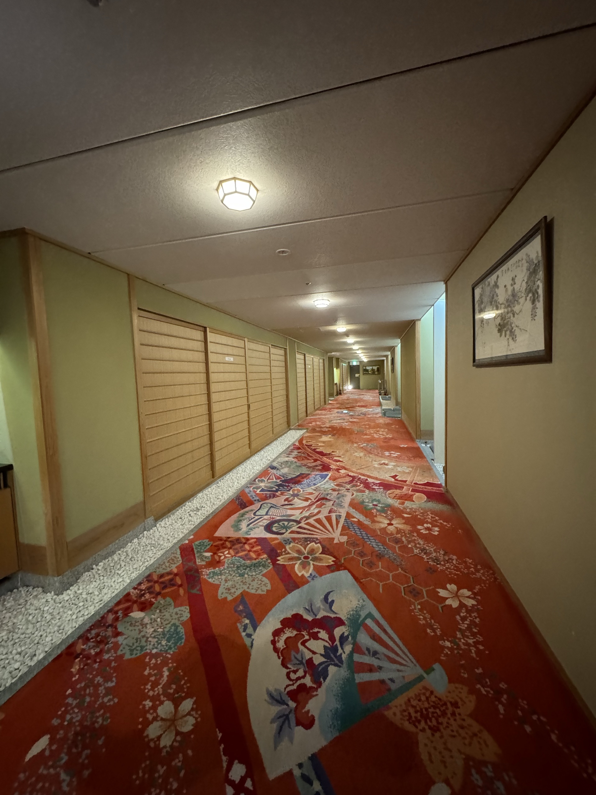 酒店大厅装修风格有点奢华中带着没落的感觉，房间的走道布置很美，房间应该是新装修的，和洋式双床房也很宽