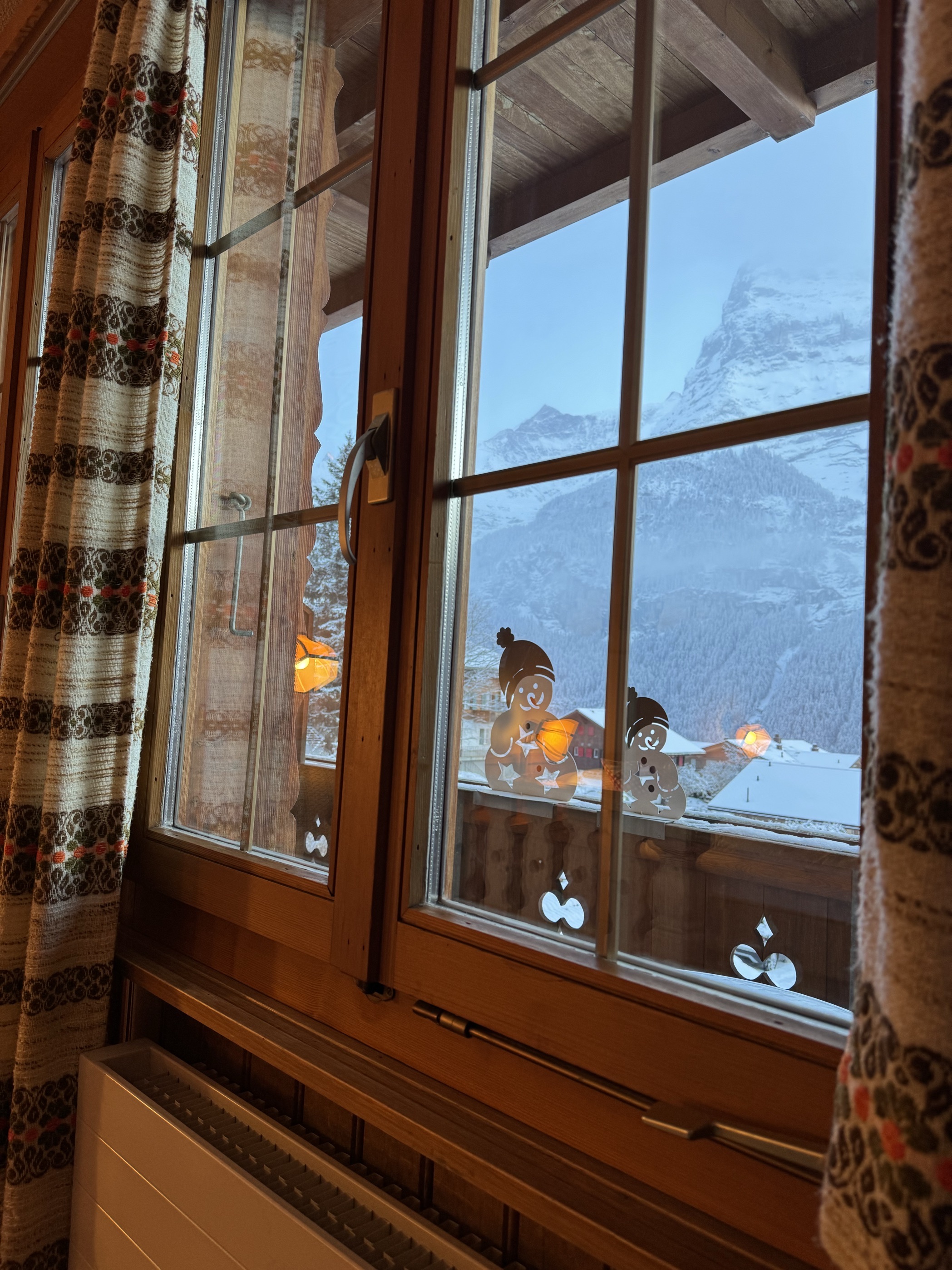 酒店正对着雪山，冬季实在是太美了，躺在床上就可以看到绝美的雪景，暖气特别足，完全不用担心着凉，酒店就