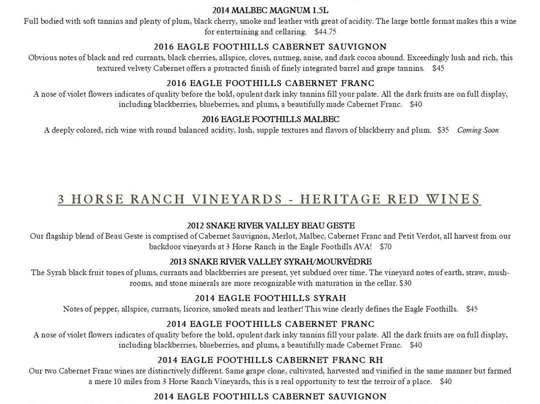 3 Horse Ranch Vineyards-Eagle必去景点