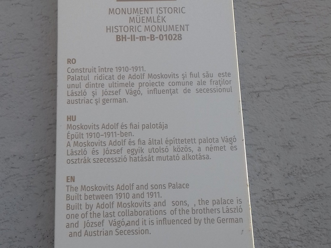 Palatul Moskovits Adolf Si Fii-拉迪亚必去景点