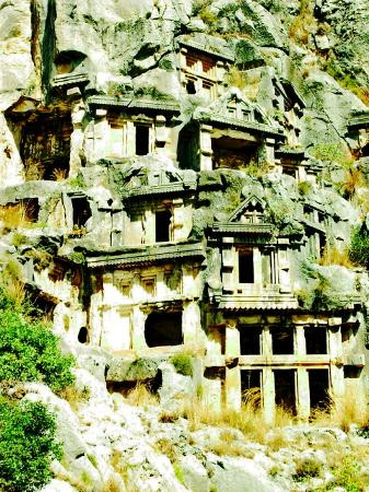 Rock tombs in Myra景点图片