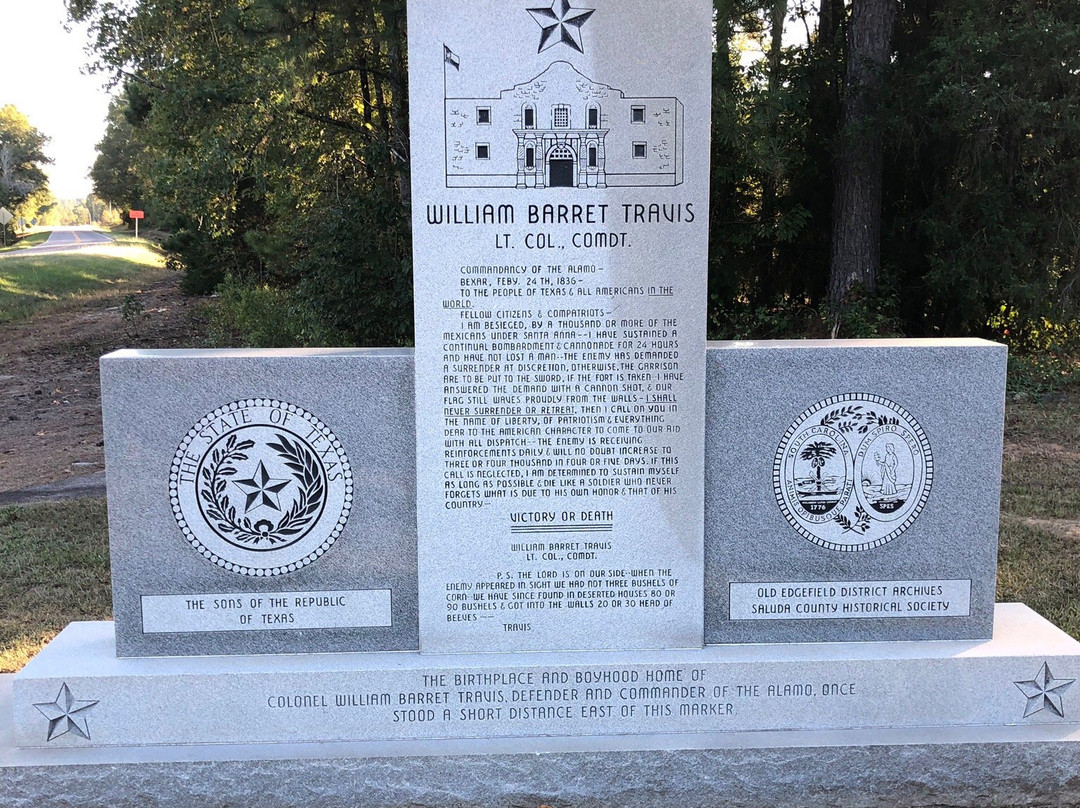 William Barret Travis Memorial-Saluda必去景点