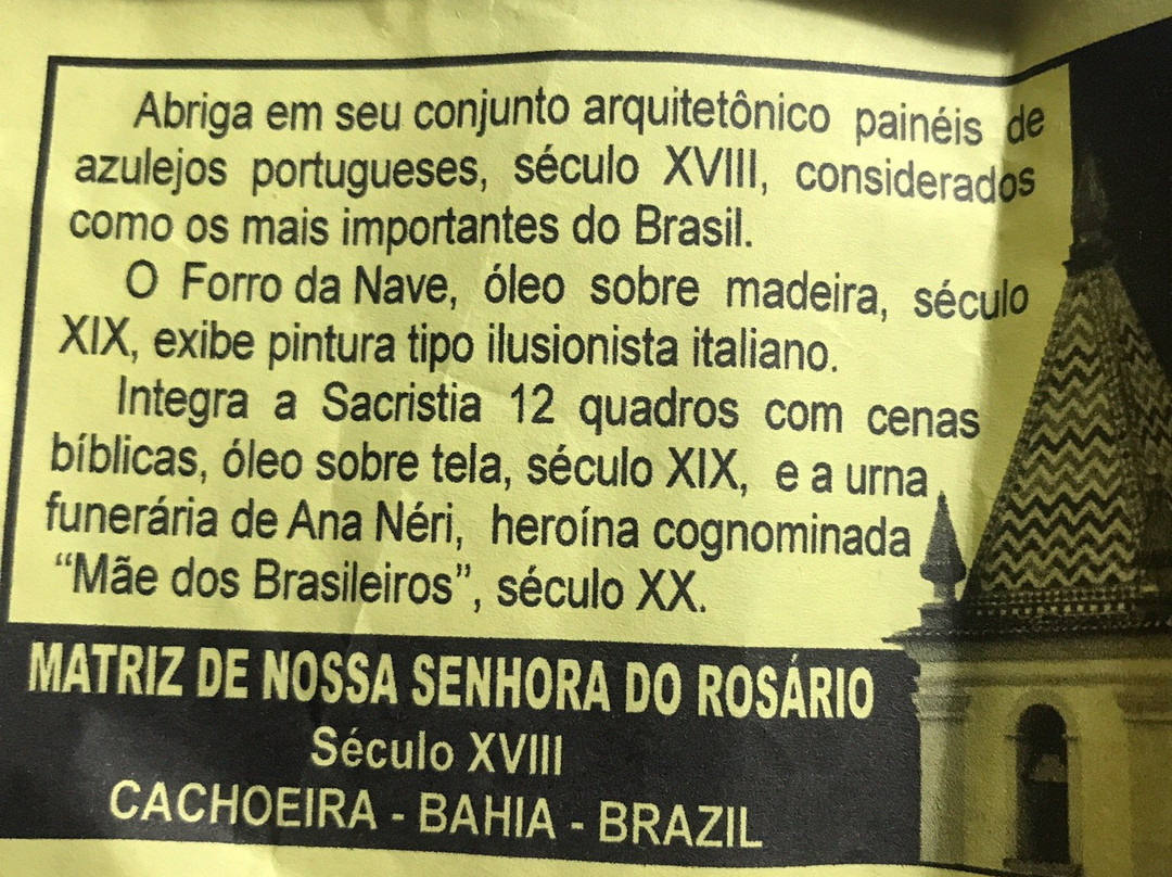 Igreja Matriz de Nossa Senhora do Rosário-Cachoeira必去景点