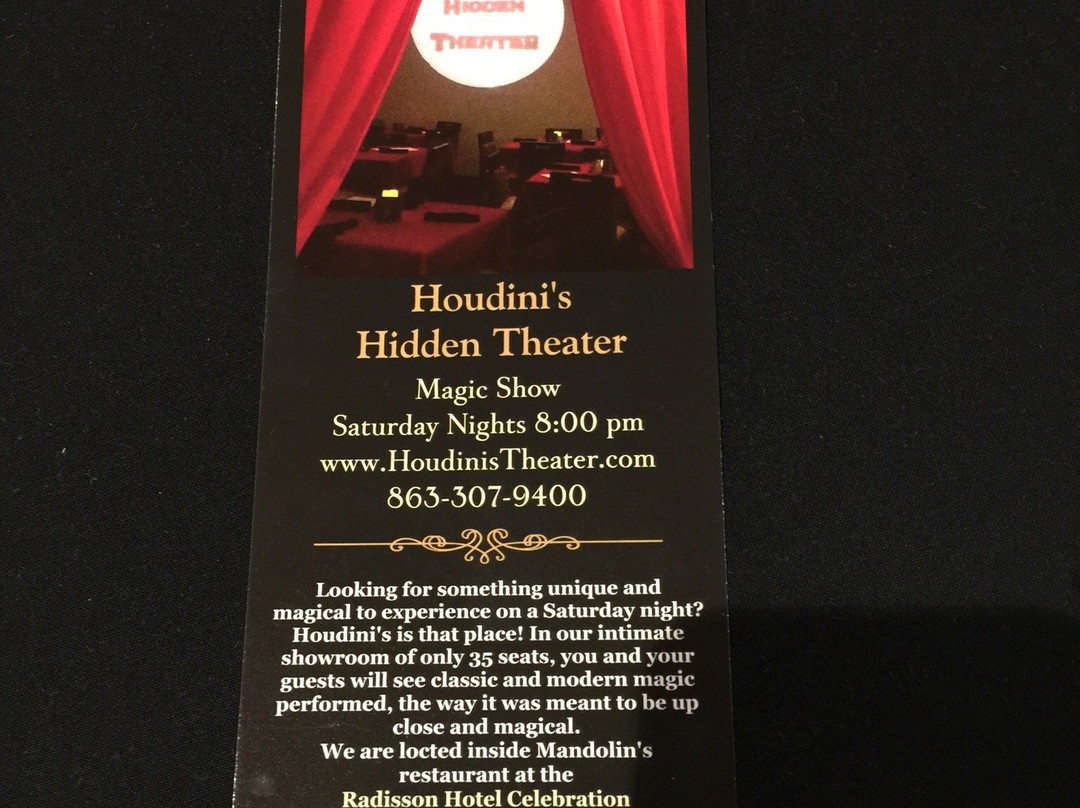 Houdini's Hidden Theater-Celebration必去景点