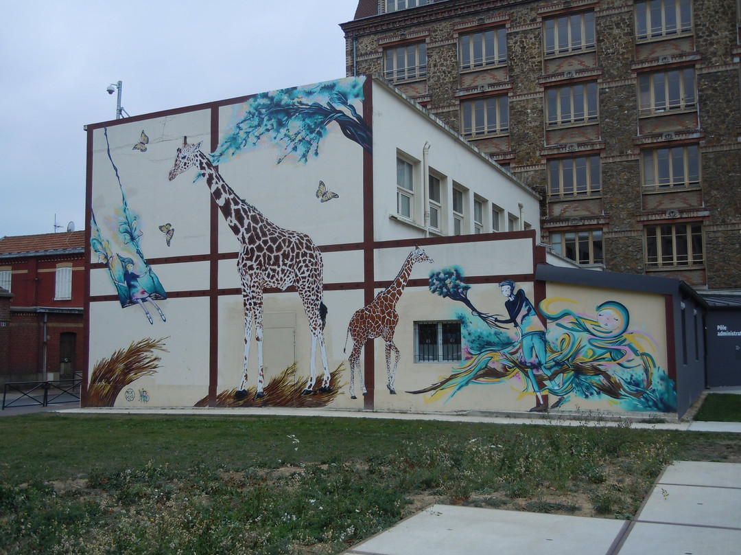 Fresque Petite Fille et Girafes景点图片