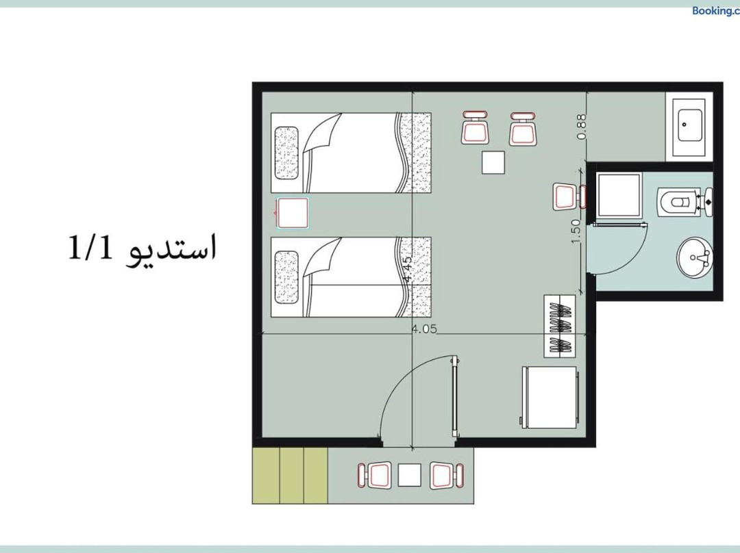 1CH1 Studio 2Beds Ground Floor Sea View 114 Green Beach