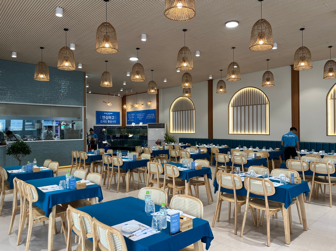Blue seafood restaurant