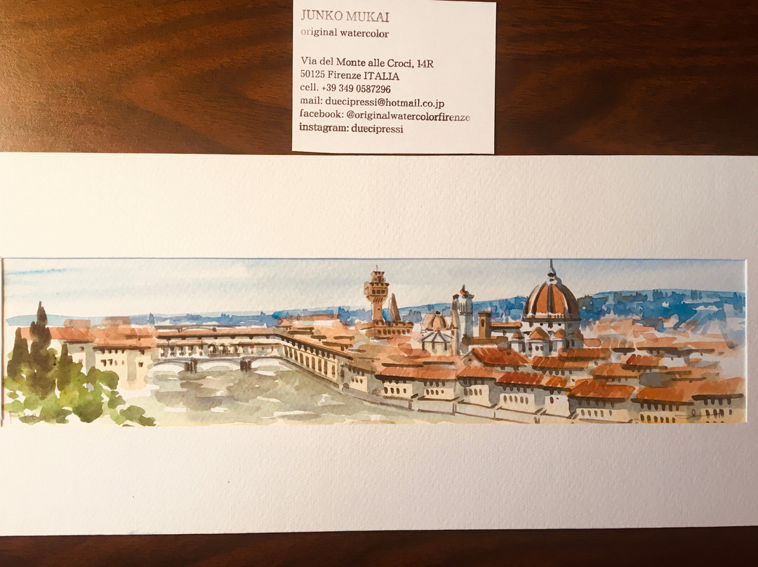 Junko Mukai Original Watercolor-佛罗伦萨必去景点