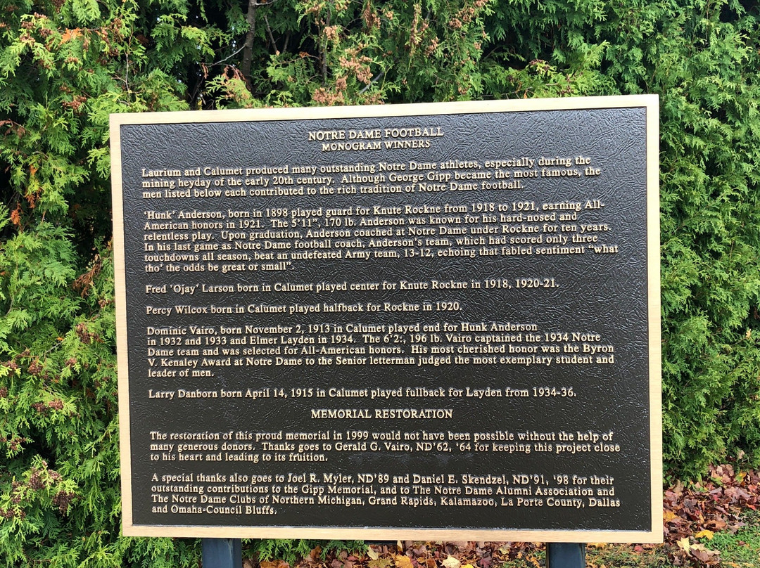 Gipper Memorial-Laurium必去景点