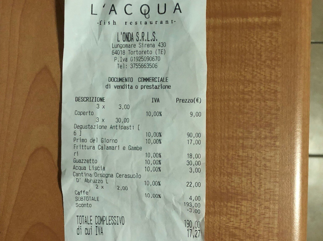 L' Acqua Fish Restaurant | Tortoreto