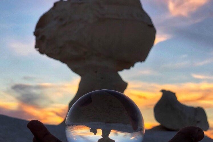 Camping in white desert