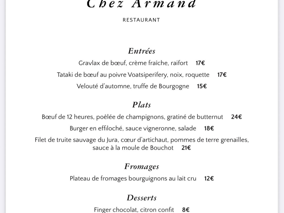 Demigny餐馆和美食-Chez Armand